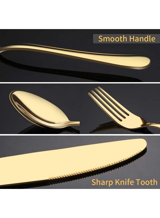 Briout Gold Silverware Set 20 Piece Golden Cutlery Set Service For 4 Stainless Steel Flatware Set Include Spoons Forks Knives Tableware Utensil Set For Kitchen Home Restaurant Shiny Gold Polished - Image 5