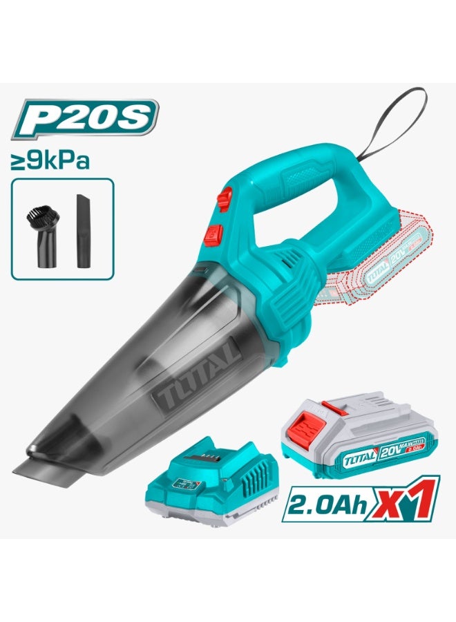 TOTAL Cordless Car Vacuum Cleaner  Strong Suction 0.5L Portable Handheld Dust Buster for Vehicle and Home Deep Cleaning Blue/Cyan (TVLI20126) - Image 2