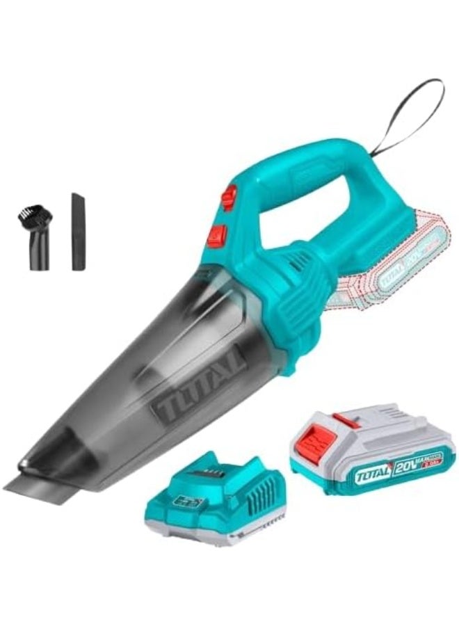 TOTAL Cordless Car Vacuum Cleaner  Strong Suction 0.5L Portable Handheld Dust Buster for Vehicle and Home Deep Cleaning Blue/Cyan (TVLI20126) - Image 1