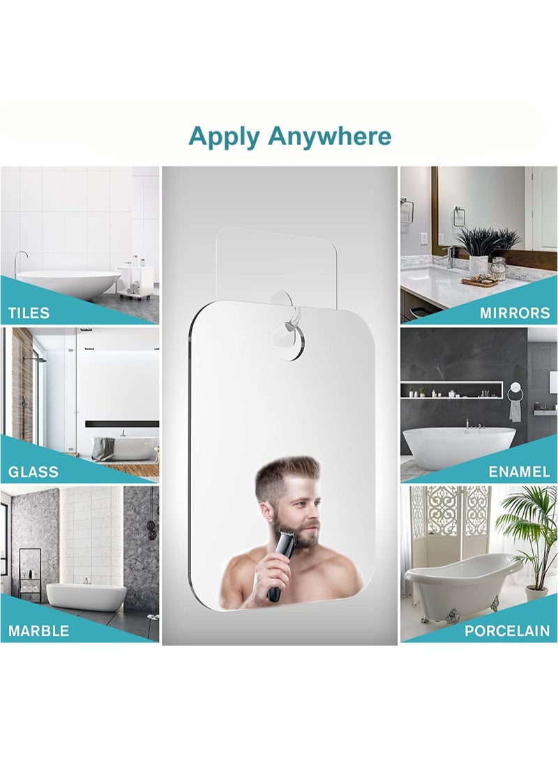 Excefore Anti-Fog Shower Mirror Kit, Shower Makeup Shave Mirror, Frameless Shower Mirror, Wall Hanging Mirror, Fogless Shower Mirror, Lightweight Portable Fogless Mirror for Men and Women - Image 4