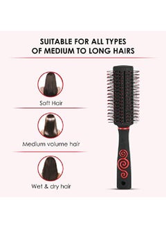 AGARO Royal Round Hair Brush For Adding Quick Curls And Column In The Hair Red  - Image 4