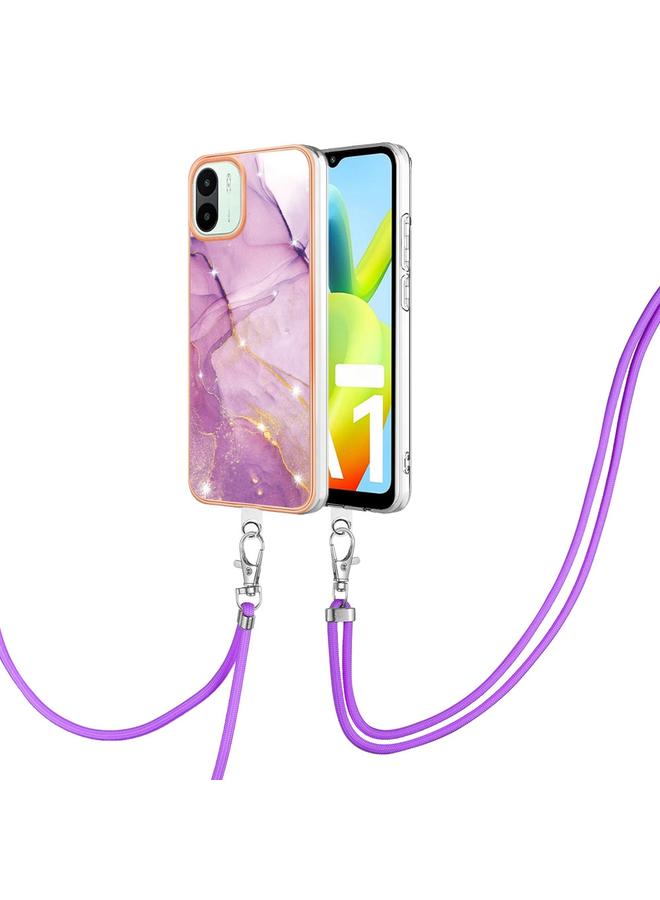 Case For Xiaomi Redmi A1 Electroplating Marble Dual-side IMD Phone Case with Lanyard