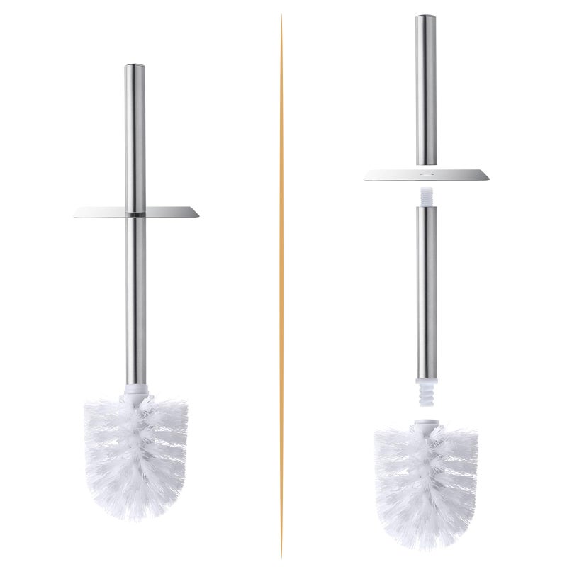 GOBAM Bamboo Toilet Bowl Cleaner with Holder for All Toilet Types, Hidden Stainless Steel Toilet Brush, Bathroom Cleaning Brushes, Toilet Accessories - Natural, with Pattern - Image 3