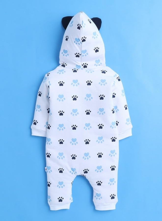 BUMZEE White Girls Full Sleeves Trendy Padded Hooded Sleepsuit Age - 6-9 Months (Peb9977D-wht) - Image 3