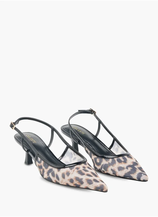 Celeste Womens Slingback Sandals With Kitten Heels And Buckle Closure