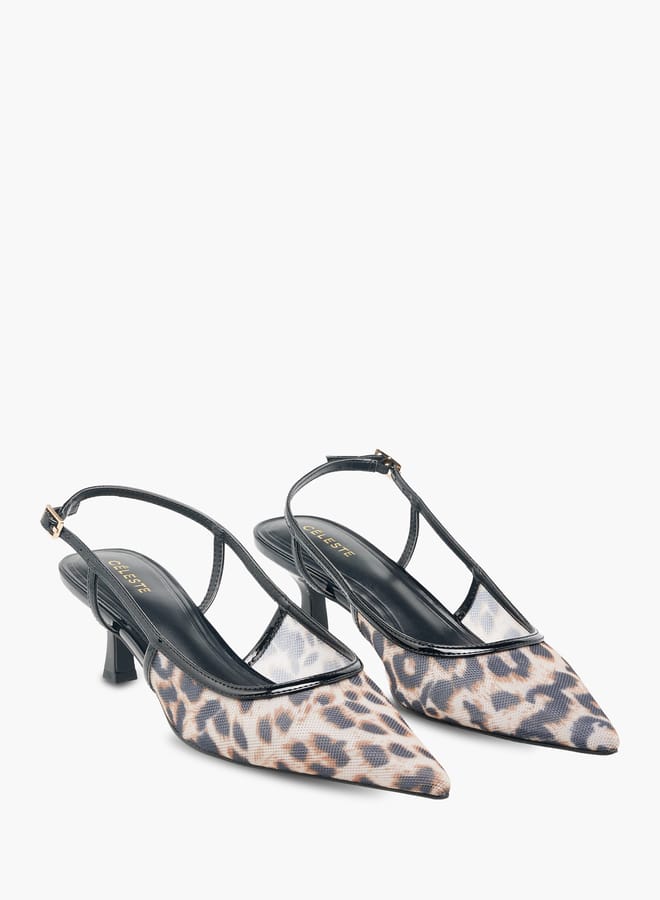 Celeste Womens Slingback Sandals With Kitten Heels And Buckle Closure  - Image 2