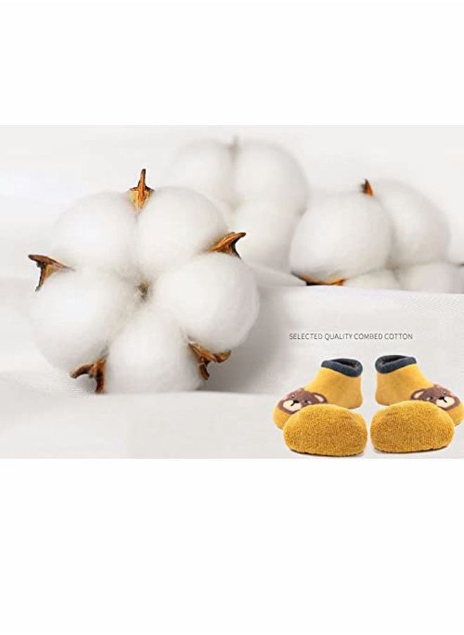 SYOSI - Baby Anti Slip Non Skid, Low Cut Socks No-Show Infant Cotton Cartoon Warm Slippers Floor Boat Ankle Socks - 6Pairs - Image 1