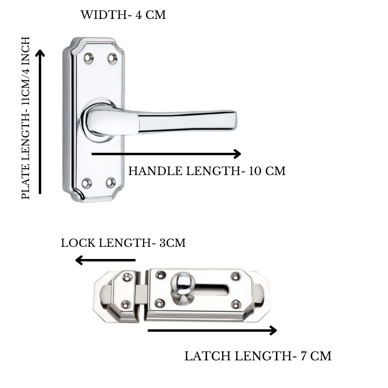 SARDAR Camaro 4" Iron Babylatch|Bathroom Door Handle| Mortise Door Handle with babylatch| Keyless Handle Bathroom| Towerbolt for Bathroom| (with Long Latch) - Image 2