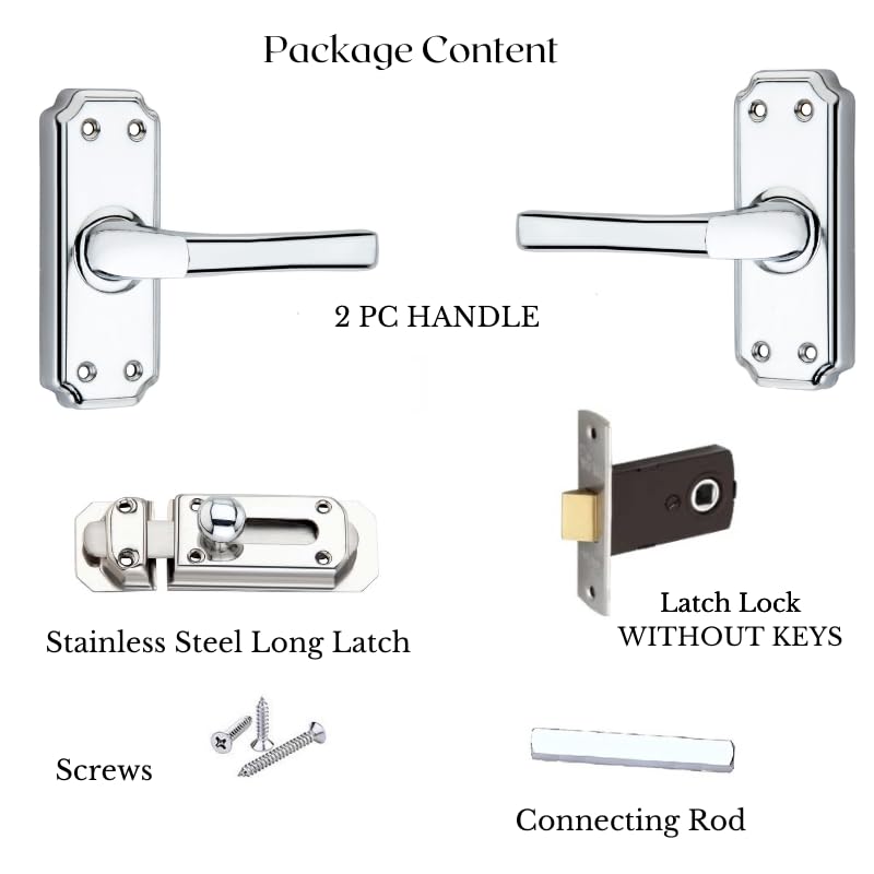 SARDAR Camaro 4" Iron Babylatch|Bathroom Door Handle| Mortise Door Handle with babylatch| Keyless Handle Bathroom| Towerbolt for Bathroom| (with Long Latch) - Image 3