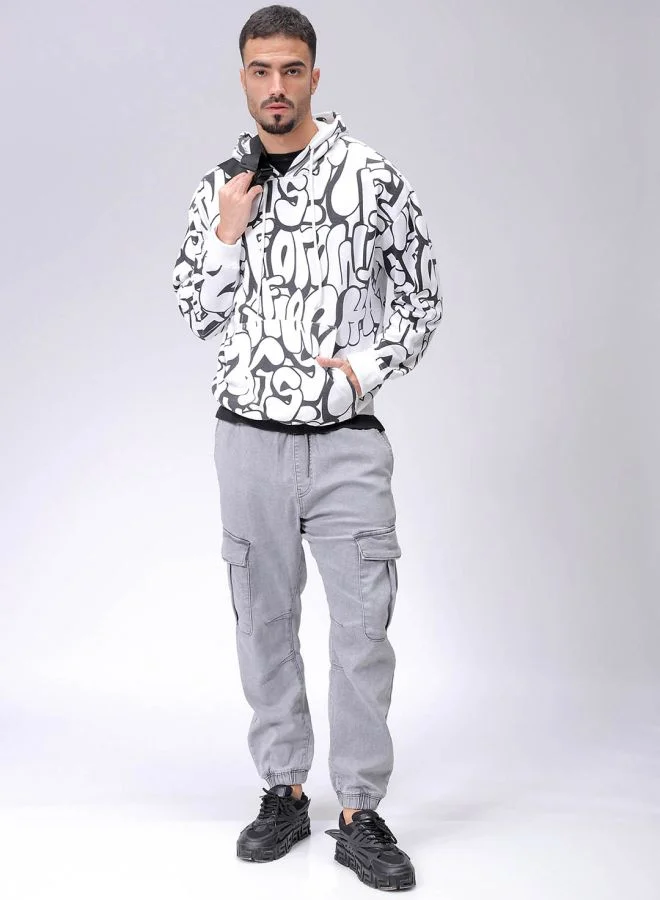شركة المرآب الهندية Men Relaxed Fit Printed Overhead Hooded Sweatshirt