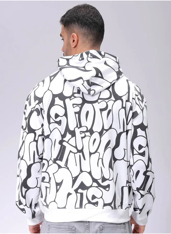 شركة المرآب الهندية Men Relaxed Fit Printed Overhead Hooded Sweatshirt