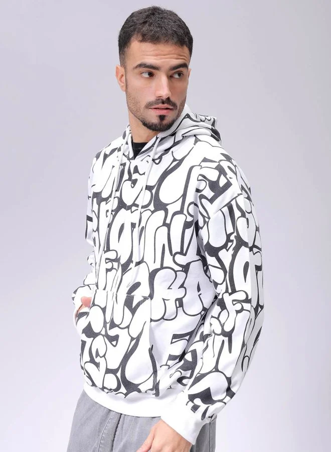 شركة المرآب الهندية Men Relaxed Fit Printed Overhead Hooded Sweatshirt