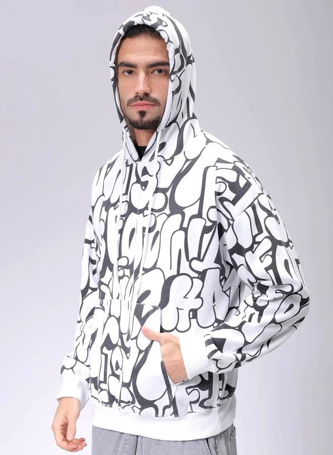 شركة المرآب الهندية Men Relaxed Fit Printed Overhead Hooded Sweatshirt