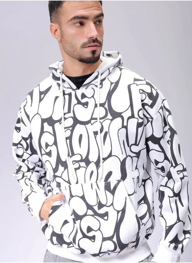 شركة المرآب الهندية Men Relaxed Fit Printed Overhead Hooded Sweatshirt