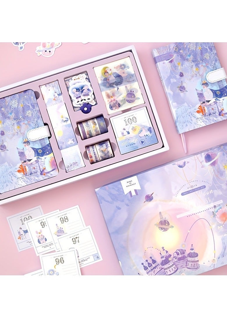 general Journal Gift Box Set Notebook Journal Lovely Net Cartoon Girl Heart Red Sun Series Literature Material Tool Material Set Hardcover Journal Book - Image 3