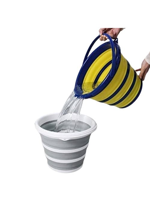Pamidhar Pamidhar Foldable Collapsible Silicone Bucket Portable Space Saving Large Water Bucket with Carry Handle for Water Camping Fishing Travelling Household Multicolor Pack of 1  - Image 3