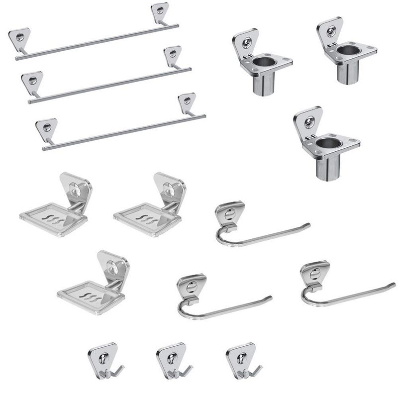 Handy HANDY Stainless Steel Bathroom Accessories Sets pack of 3 (Towel Rod 24" | Towel Ring | Soap Dish | Toothbrush Holder | Rob Hook) Bathroom Set  - Image 1