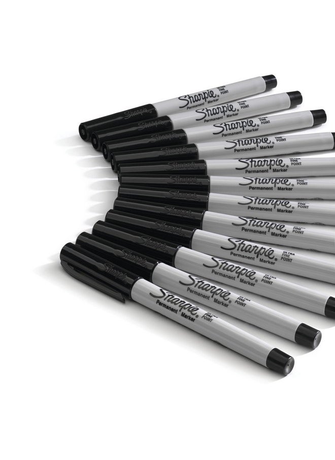 Sharpie Sharpie Permanent Markers, Ultra Fine Tip Markers Set, Quick Drying And Fade Resistant Artist Marker For Wood, Plastic Paper, Metal, And More, Drawing, Coloring, And Poster Marker Black, 12 Count  - Image 5