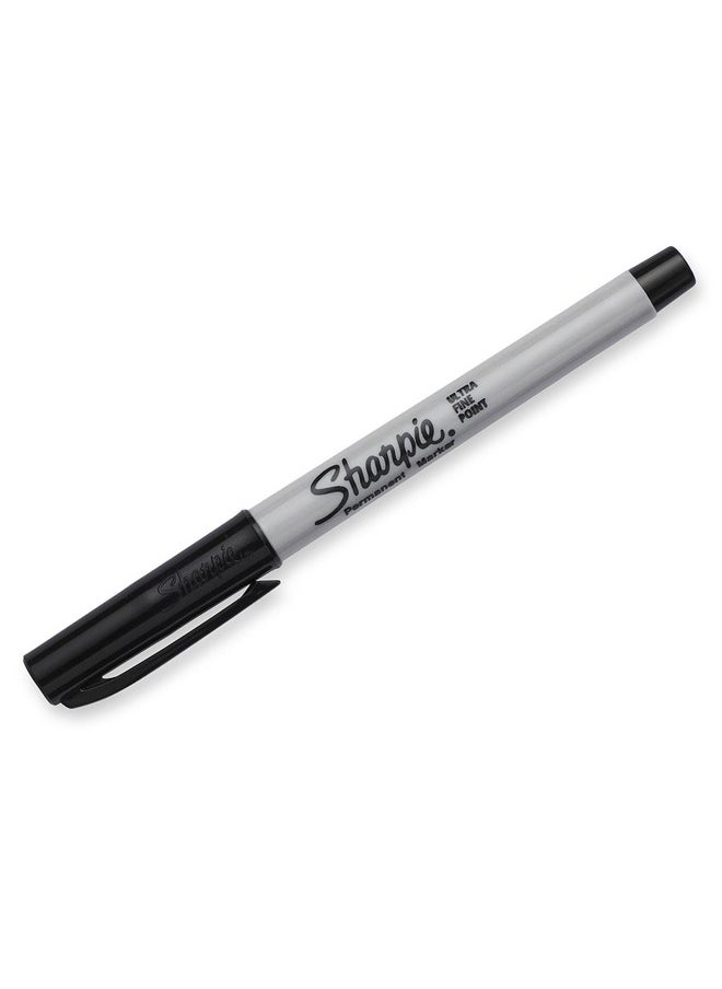 Sharpie Sharpie Permanent Markers, Ultra Fine Tip Markers Set, Quick Drying And Fade Resistant Artist Marker For Wood, Plastic Paper, Metal, And More, Drawing, Coloring, And Poster Marker Black, 12 Count  - Image 2
