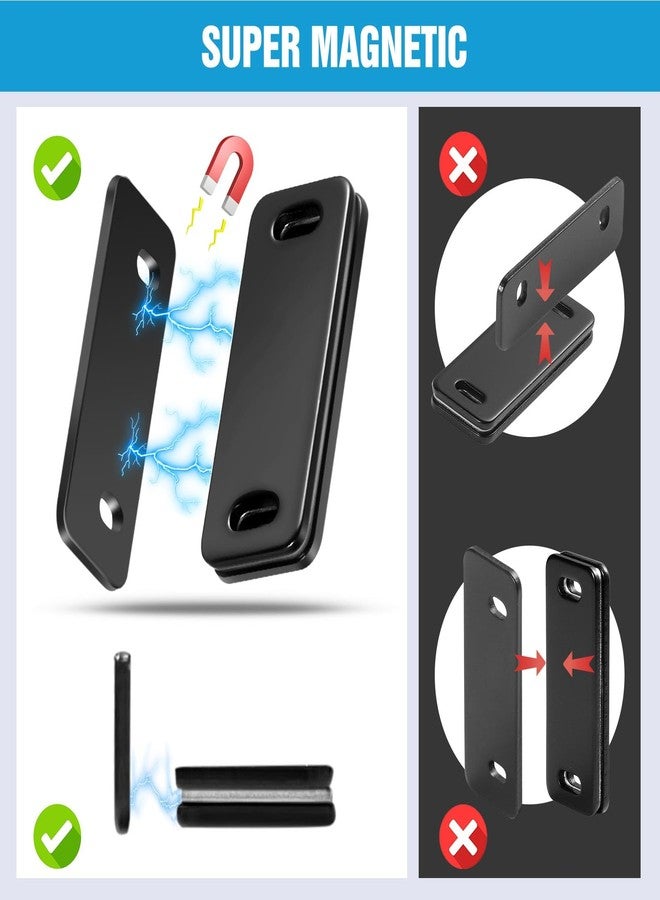 Suemisi Ultra Thin Cabinet Magnets Door Catch,Cabinet Adhesive Drawer Latch,Cabinet Magnetic Catch for Kitchen,Closet Door,Cupboard Wardrobe,Sliding Door Closure,No-Gap Design,Black 4 Pack (Black 4PCS) - Image 2