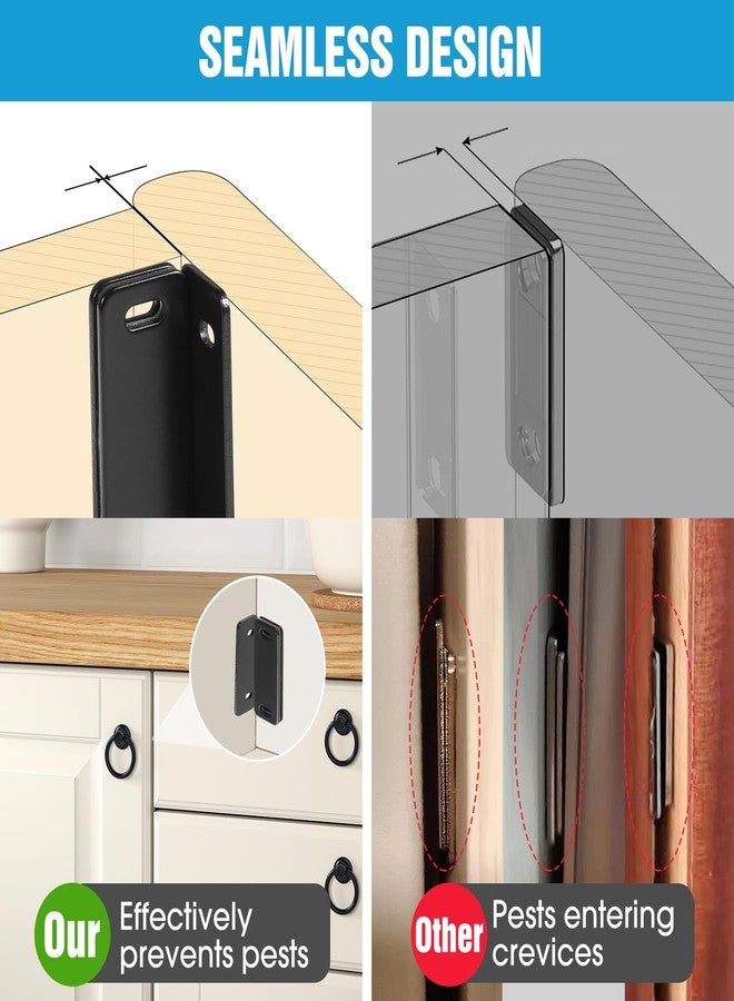 Suemisi Ultra Thin Cabinet Magnets Door Catch,Cabinet Adhesive Drawer Latch,Cabinet Magnetic Catch for Kitchen,Closet Door,Cupboard Wardrobe,Sliding Door Closure,No-Gap Design,Black 4 Pack (Black 4PCS) - Image 4