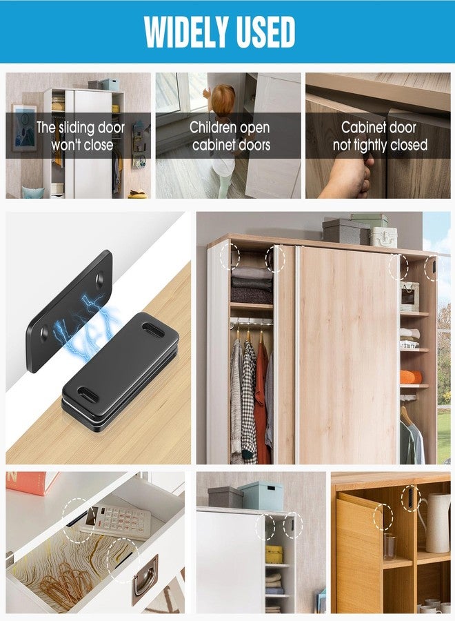 Suemisi Ultra Thin Cabinet Magnets Door Catch,Cabinet Adhesive Drawer Latch,Cabinet Magnetic Catch for Kitchen,Closet Door,Cupboard Wardrobe,Sliding Door Closure,No-Gap Design,Black 4 Pack (Black 4PCS) - Image 5