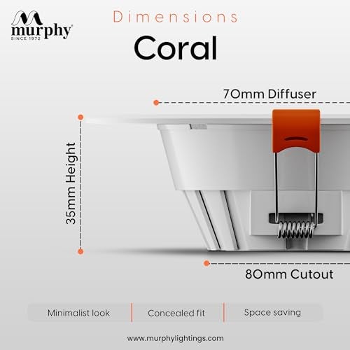Murphy Polycarbonate Body 7W Coral LED Cool White Round Panel Conceal Down Light | Pack of 12 | Long-Lasting & Flicker-Free LED Light | Suited for 3 Inch Junction Box - Image 4