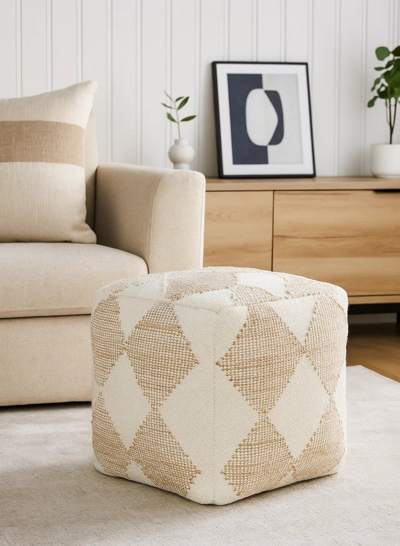 لوفت مسند قدم مربع من واللياب، مسند قدم ناعم لغرفة المعيشة، مسند قدم مريح ، مثالي لراحة قدميك للاريكة والمكتب،قماش،طبيعي/عاجي، 40X40X40CMS - Image 1