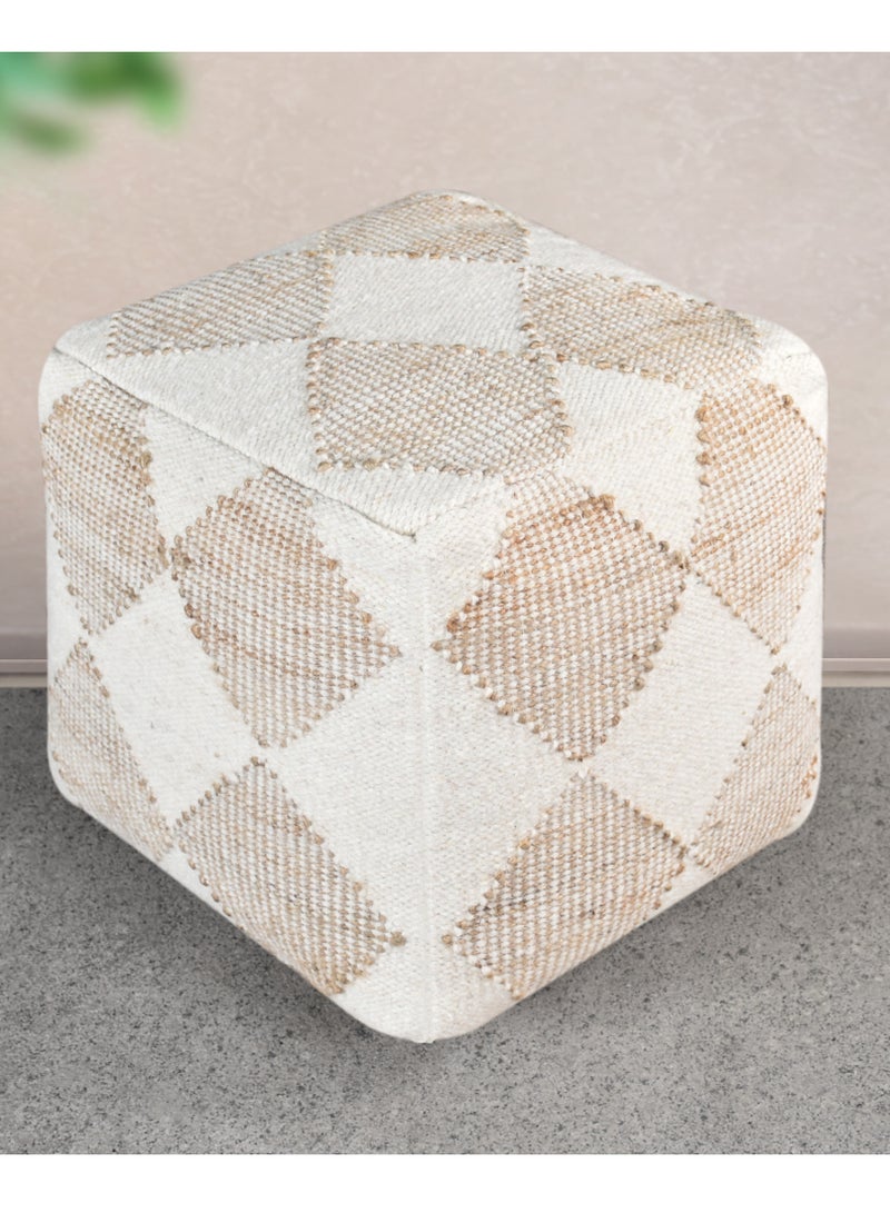 لوفت مسند قدم مربع من واللياب، مسند قدم ناعم لغرفة المعيشة، مسند قدم مريح ، مثالي لراحة قدميك للاريكة والمكتب،قماش،طبيعي/عاجي، 40X40X40CMS - Image 2