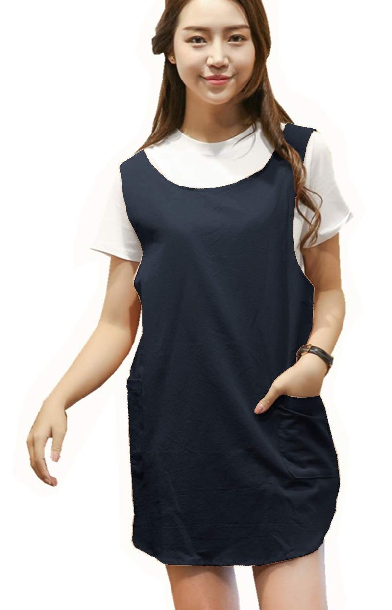 BBYBBS Cotton Linen Aprons Halter Cross Bandage Shortened Design Japanese Round Skirt - Image 1