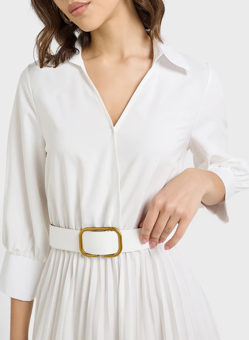 ELLA Pleated Dress With Belt