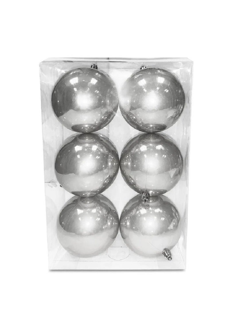 Christmas Balls Pearl Finish Silver 10cm 6Ct