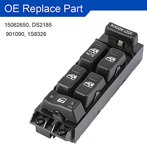 MOJTBE Power Window Switch Master Control Driver Side Compatible for 2000 2001 2002 Chevy Silverado Tahoe Suburban & GMC Yukon XL Sierra 1500HD 2500HD 3500, 02 Cadillac Escalade OE Replace 15062650 - Image 5