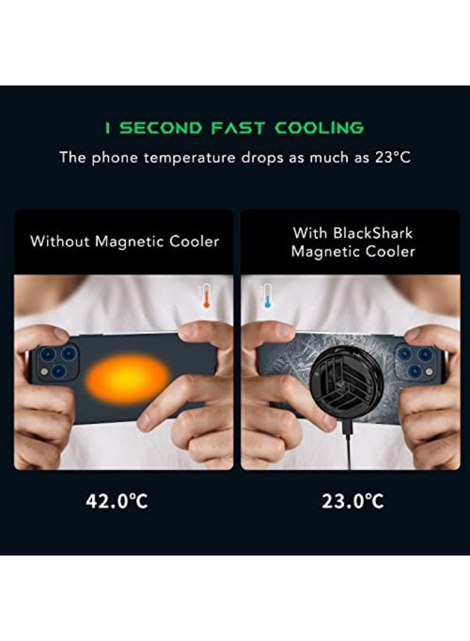 Black Shark Phone Cooler Magnetic Cooler, iPhone 11 12 13 14 Series MagSafe Compatible, Cell Phone Cooling Fan Portable Phone Radiator Cooling Fan, Gaming Semiconductor Cooling for Android/Tablet/iPad - Image 2