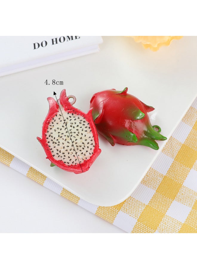 Simulation Fruit Pendant Simulation Mini Half Fruit For Apple Watermelon Pitaya Kiwi Model Exclusive-Color:Half A Pitaya-Specifications:Model  - Image 1