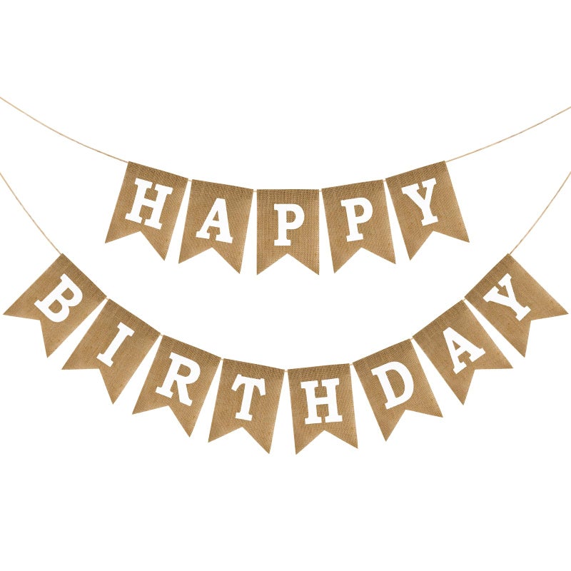 Anwyll Happy Birthday Banner NO DIY Brown Burlap Happy Birthday Banner Sign Happy Birthdays Party Decoration Happy Birthdays Banners Bunting for Women Men Girl Boy Celebration Party Backdrops