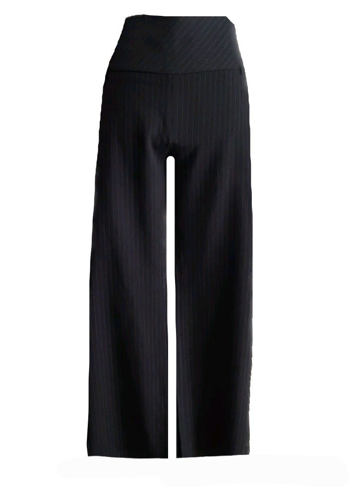 Women formal flare classic striped black pants
