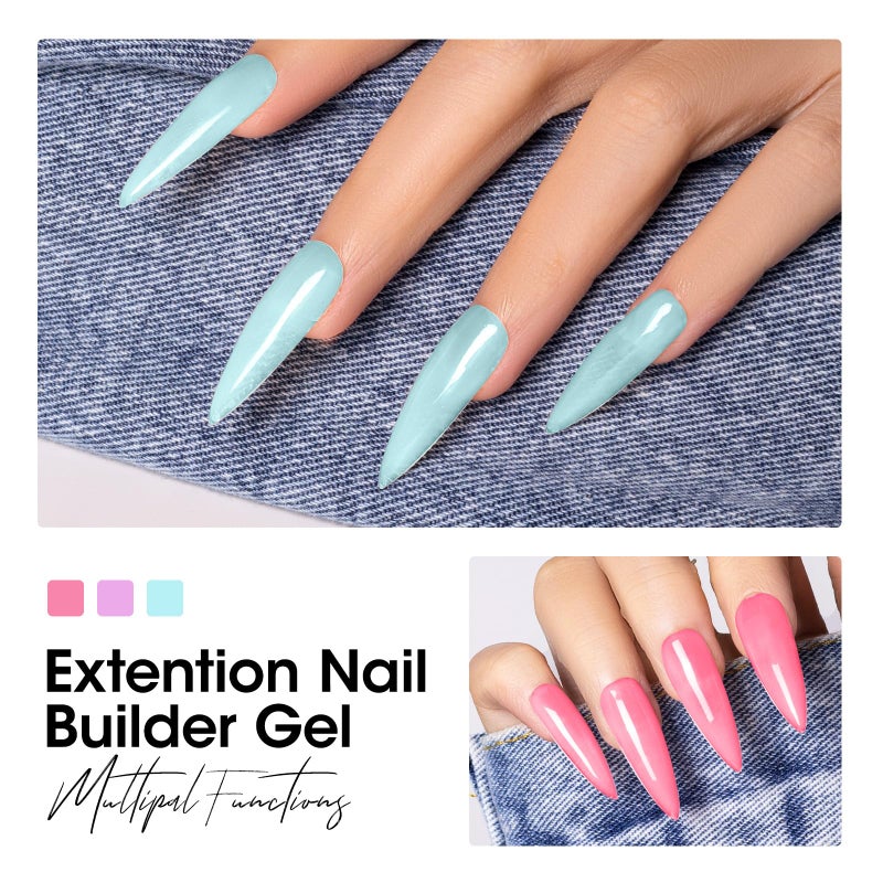 Gellen Builder Gel Kit - Nail Extension Kit with 4 Pastel Colors: Rose, Red, Violet, Blue, Green - Hard Gel Nail Builder, 15ml - Image 4