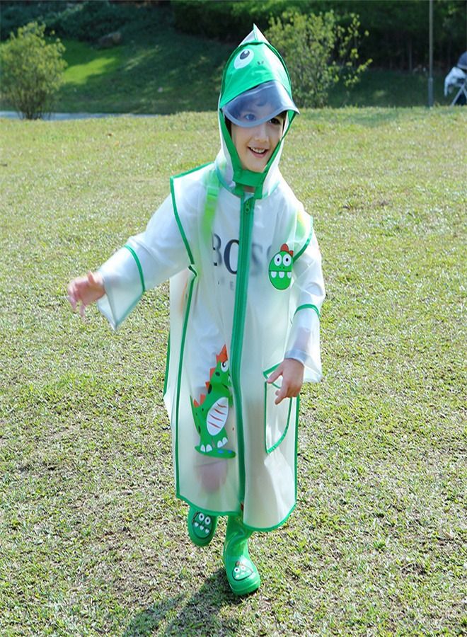 Loquat Children's Raincoat Full Picture Printed Thin Hooded Poncho  - Image 1