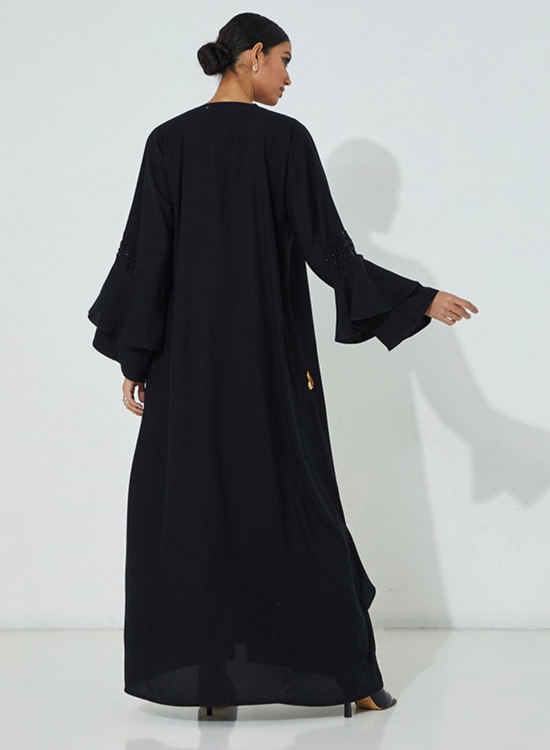 روزيت عباية عباية ندى المفتوحة المطرزة بالأحجار الكلاسيكية بتصميم متدفق - Image 3