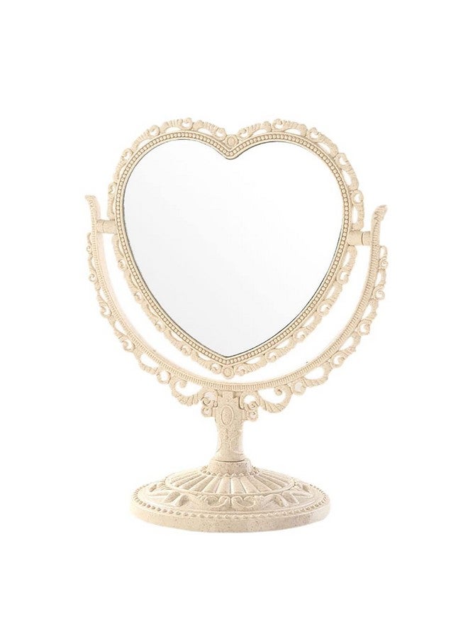 GSHLLO Heart Shaped Cosmetic Mirrors Double Sided Desktop Dresser Mirrors Vintage Makeup Mirrors Small Adjustable Stand Mirrors Removable Tabletop Mirrors Yellow - Image 1