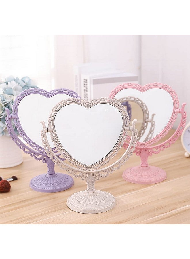 GSHLLO Heart Shaped Cosmetic Mirrors Double Sided Desktop Dresser Mirrors Vintage Makeup Mirrors Small Adjustable Stand Mirrors Removable Tabletop Mirrors Yellow - Image 3