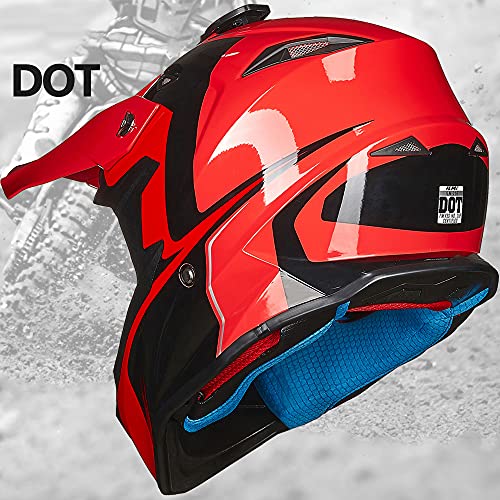 ILM Adult Dirt Bike Helmets ATV Motocross Dirtbike Helmet with Super Soft Liner Camera Mount for Men Women Motorcycle Dual Sport DOT Model-216 (Red Black, M) - Image 5