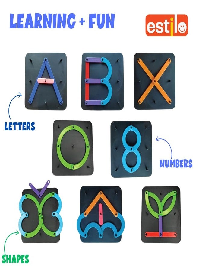 Estilo Alpha-Numeric-Shapes Construction Puzzle | Platice Blocks Montessori Activity Educational Toy | Learning Toy for Kids 3+ Year|Baby & Toddler Development Toy - Image 3