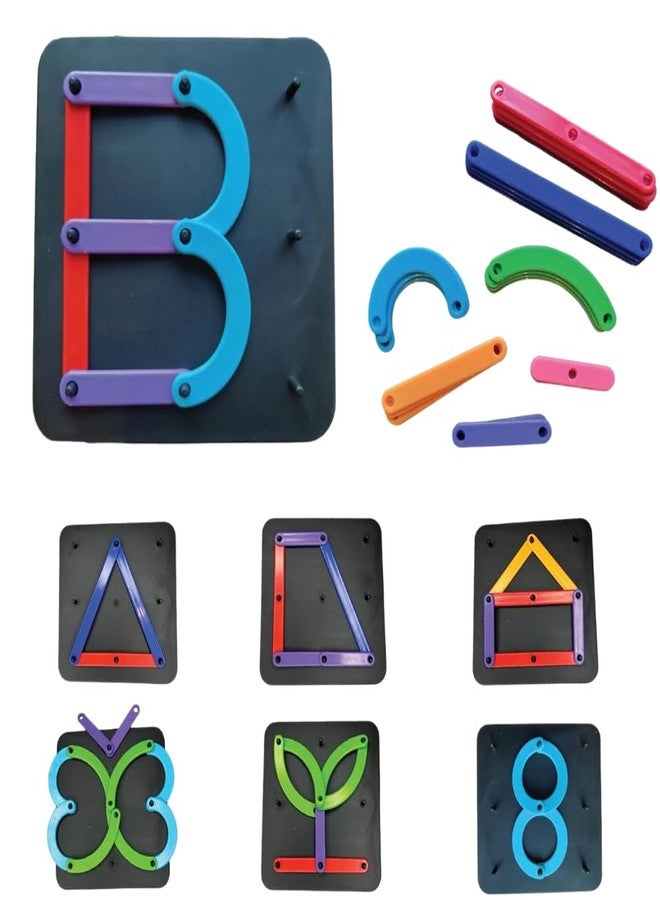 Estilo Alpha-Numeric-Shapes Construction Puzzle | Platice Blocks Montessori Activity Educational Toy | Learning Toy for Kids 3+ Year|Baby & Toddler Development Toy - Image 1