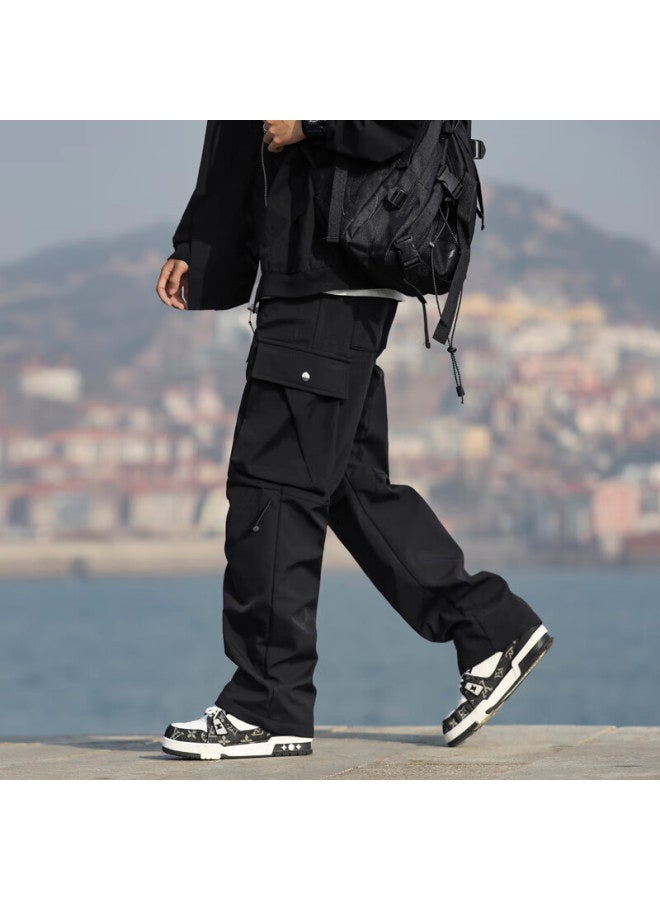 Clor American-style Cargo Casual Pants For Men, Spring And Summer Trendy Functional Pants, Loose Windproof Straight-leg Trousers, Cl18 Black, Size L - Image 4