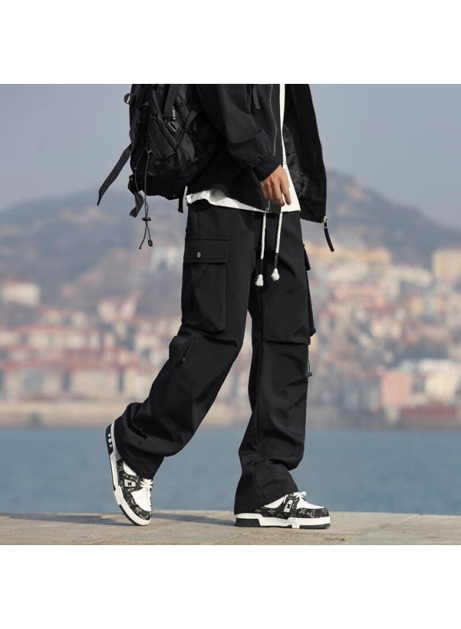 Clor American-style Cargo Casual Pants For Men, Spring And Summer Trendy Functional Pants, Loose Windproof Straight-leg Trousers, Cl18 Black, Size L - Image 5