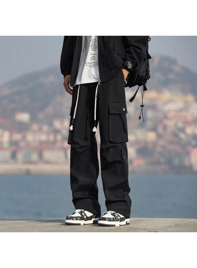 Clor American-style Cargo Casual Pants For Men, Spring And Summer Trendy Functional Pants, Loose Windproof Straight-leg Trousers, Cl18 Black, Size L - Image 3