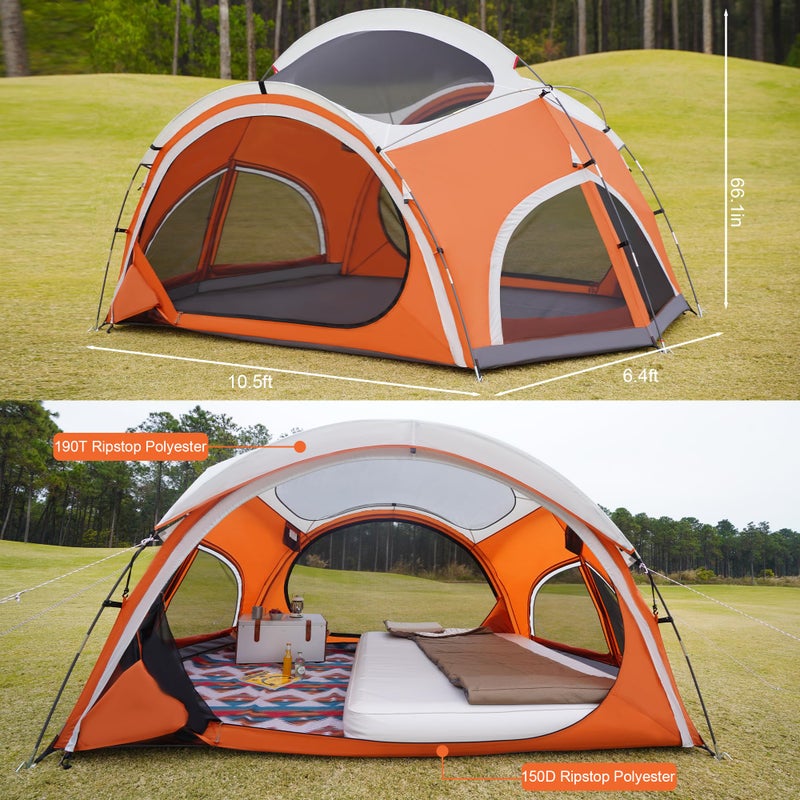 Vidalido 3-4 Person Camping Tent with 2 Large Mesh Door 4 Mesh Window Family Tents, Double Layer Waterproof Portable Easy Setup Camp Tent, Canvas Dome Tents for Camping Outdoor Hiking and Backpacking - Image 3