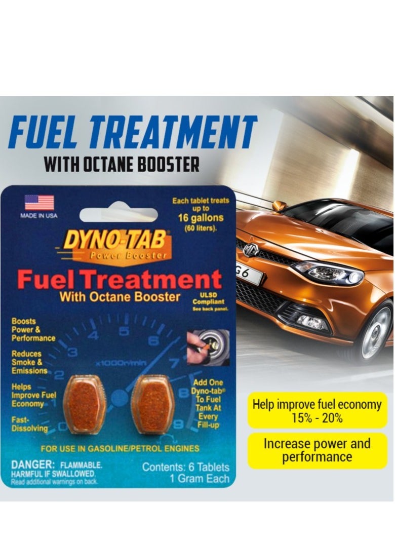 داينو-تاب - معالج وقود DYNO-TAB 45402 – محسّن لمحركات البنزين والديزل | يعزز الاقتصاد في الوقود والأداء | يزيد الأوكتان ويقلل تراكم الكربون | قرصان يعالجان حتى 120 لترًا - Image 1